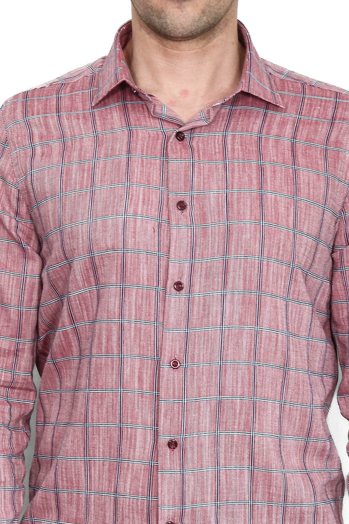 Camisa de cuadros burdeos de corte ajustado para hombre - Wessi