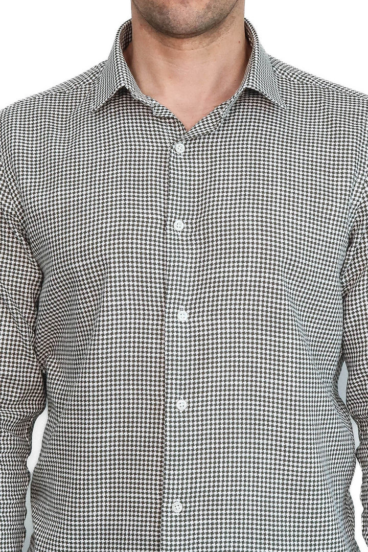 Houndstooth Pattern Green Men Shirt - Wessi