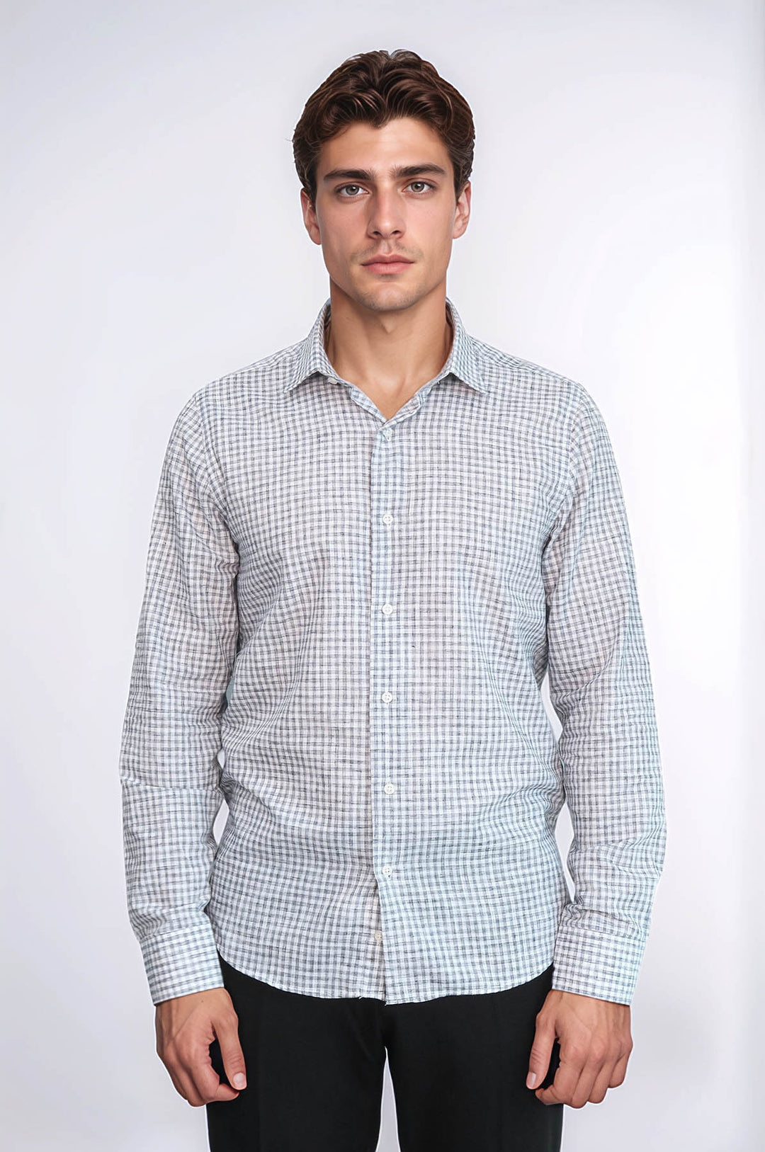 Camisa de cuadros entallada negra para hombre - Wessi
