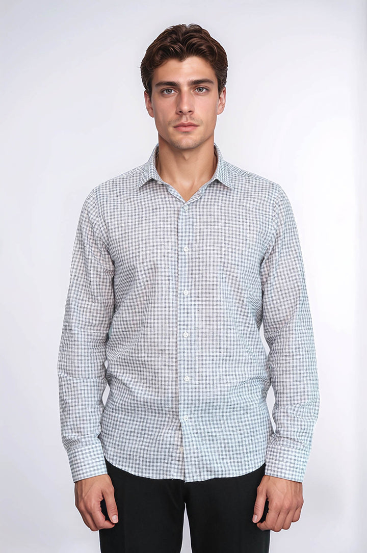 Camisa de cuadros entallada negra para hombre - Wessi