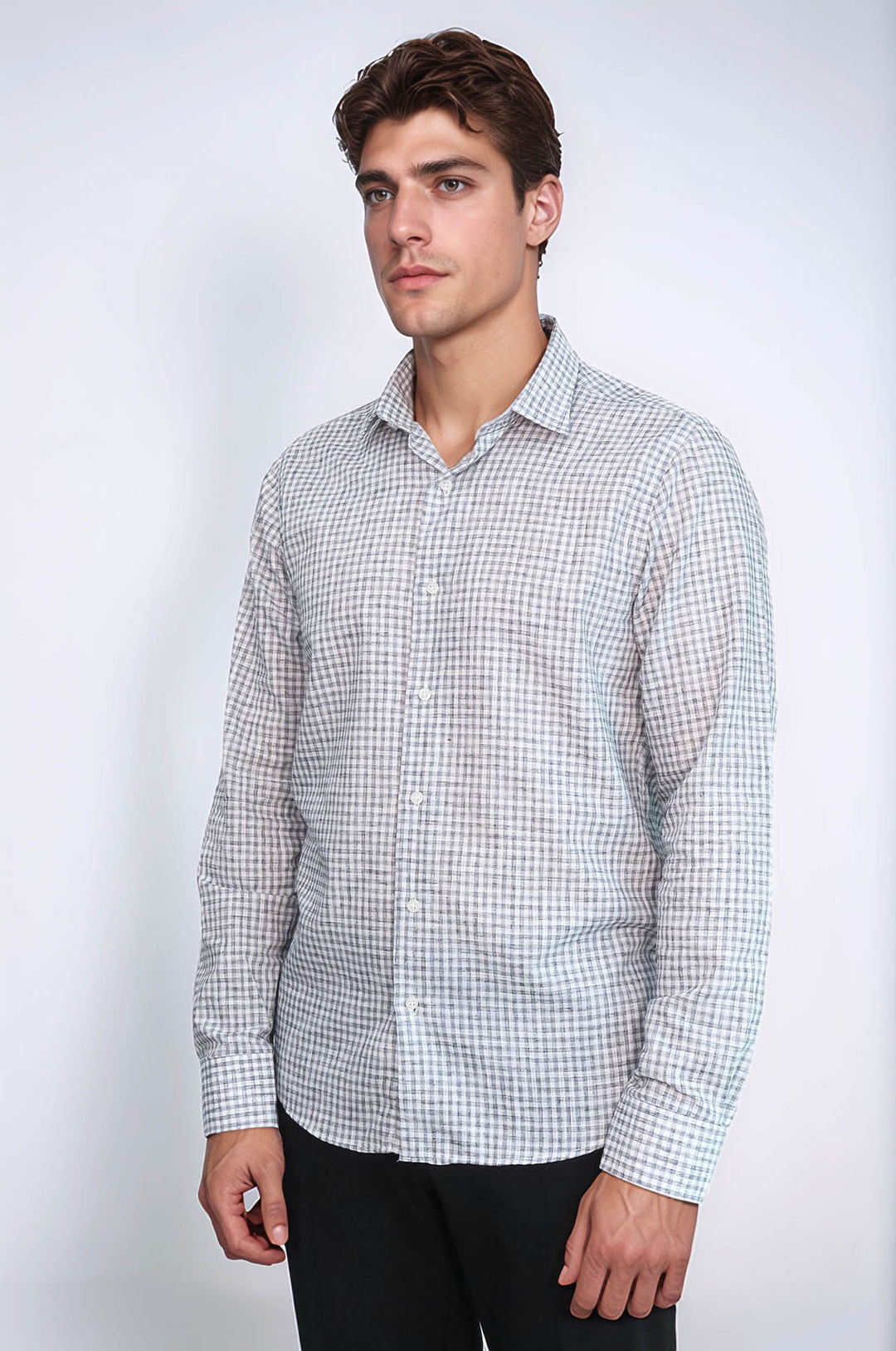 Camisa de cuadros entallada negra para hombre - Wessi