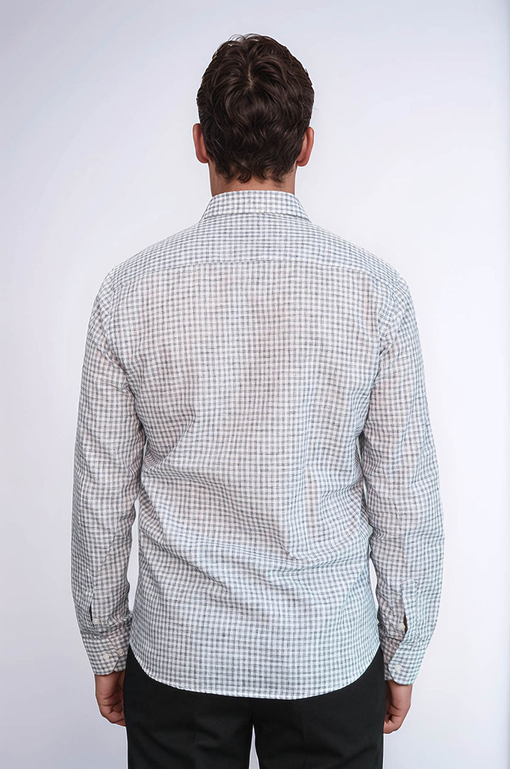 Camisa de cuadros entallada negra para hombre - Wessi