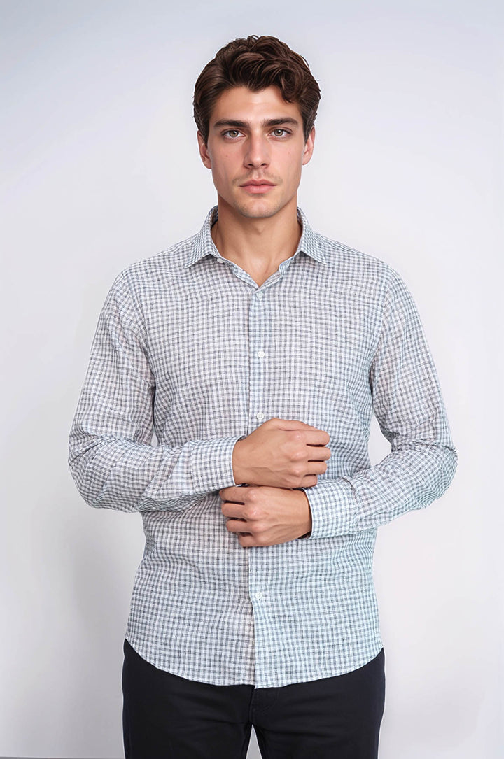 Camisa de cuadros entallada negra para hombre - Wessi