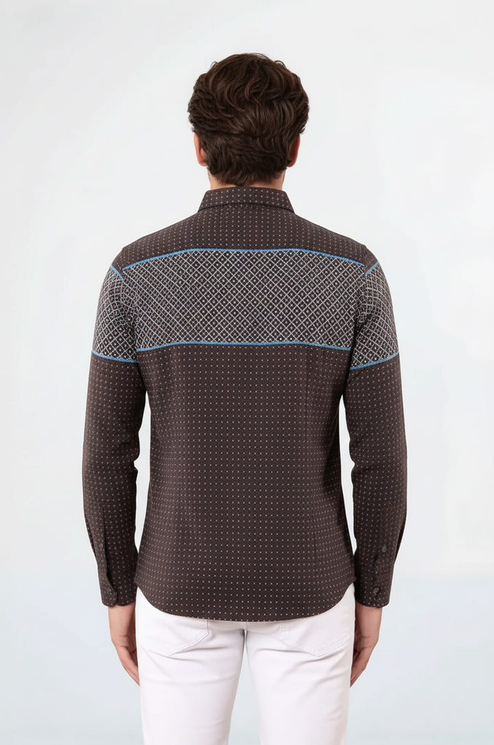 Printed Cotton Brown Shirt - Wessi
