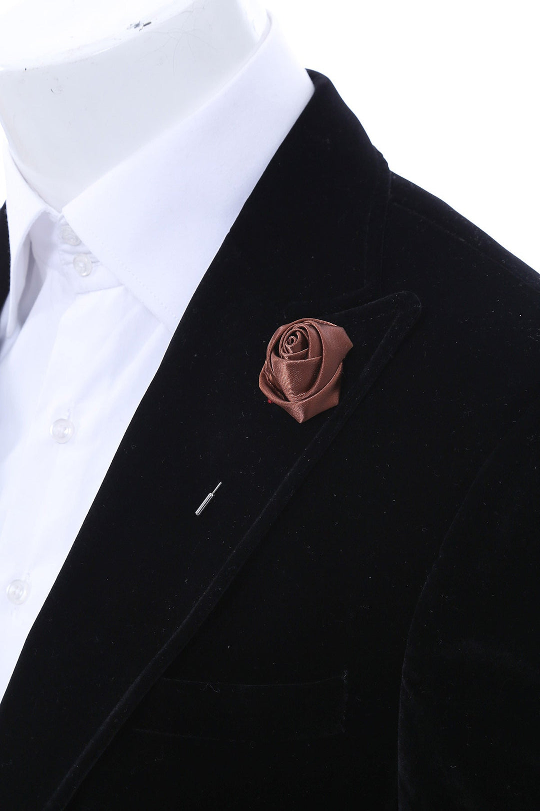 Men Brown Blossom Lapel Pin - Wessi