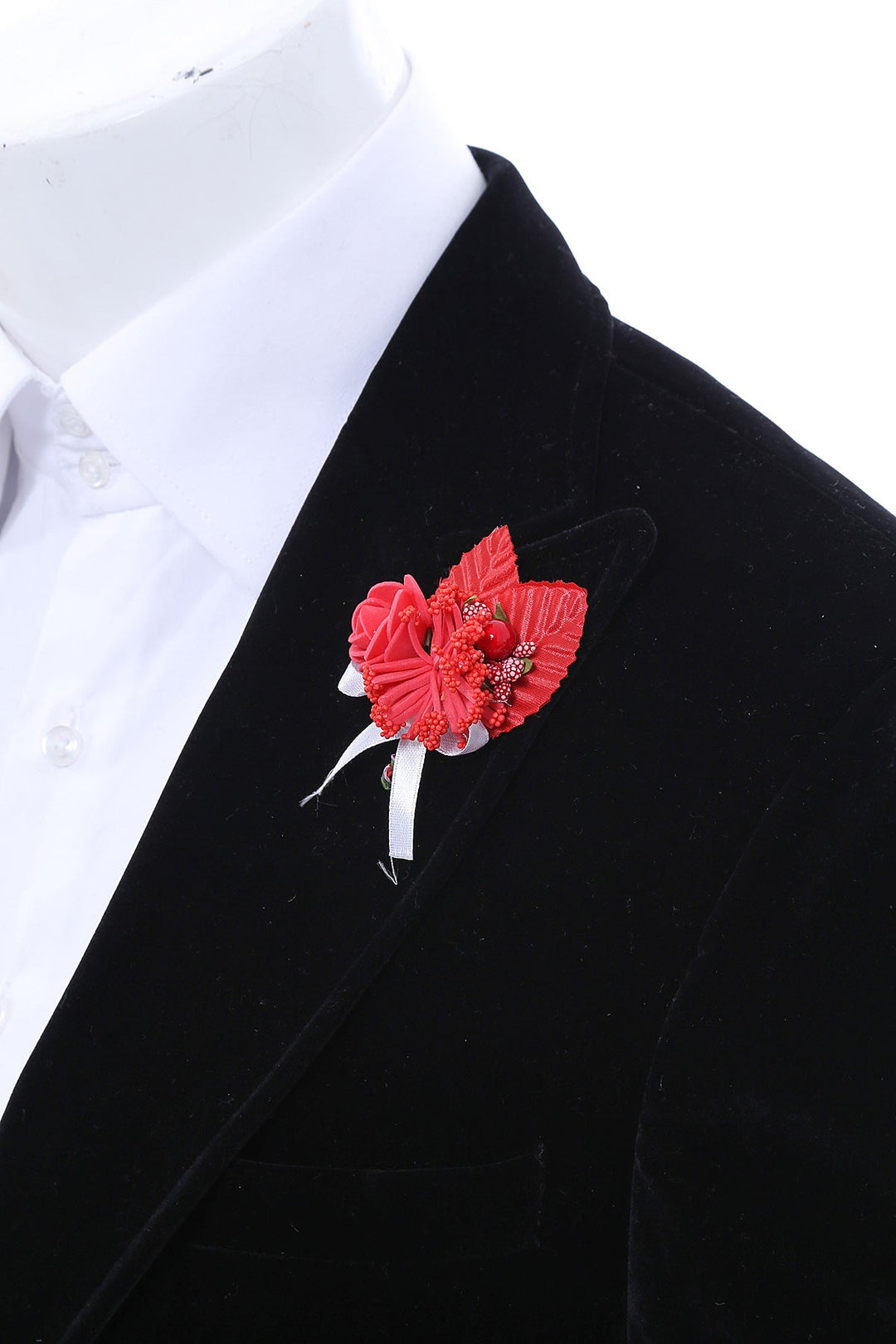 Pin de solapa con lazo y flor roja para hombre - Wessi