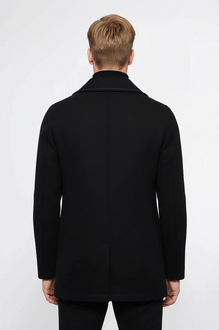 Pocket Edge Embroidered 6 Buttons Brown Coat-Wessi