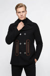 Pocket Edge Embroidered 6 Buttons Brown Coat-Wessi