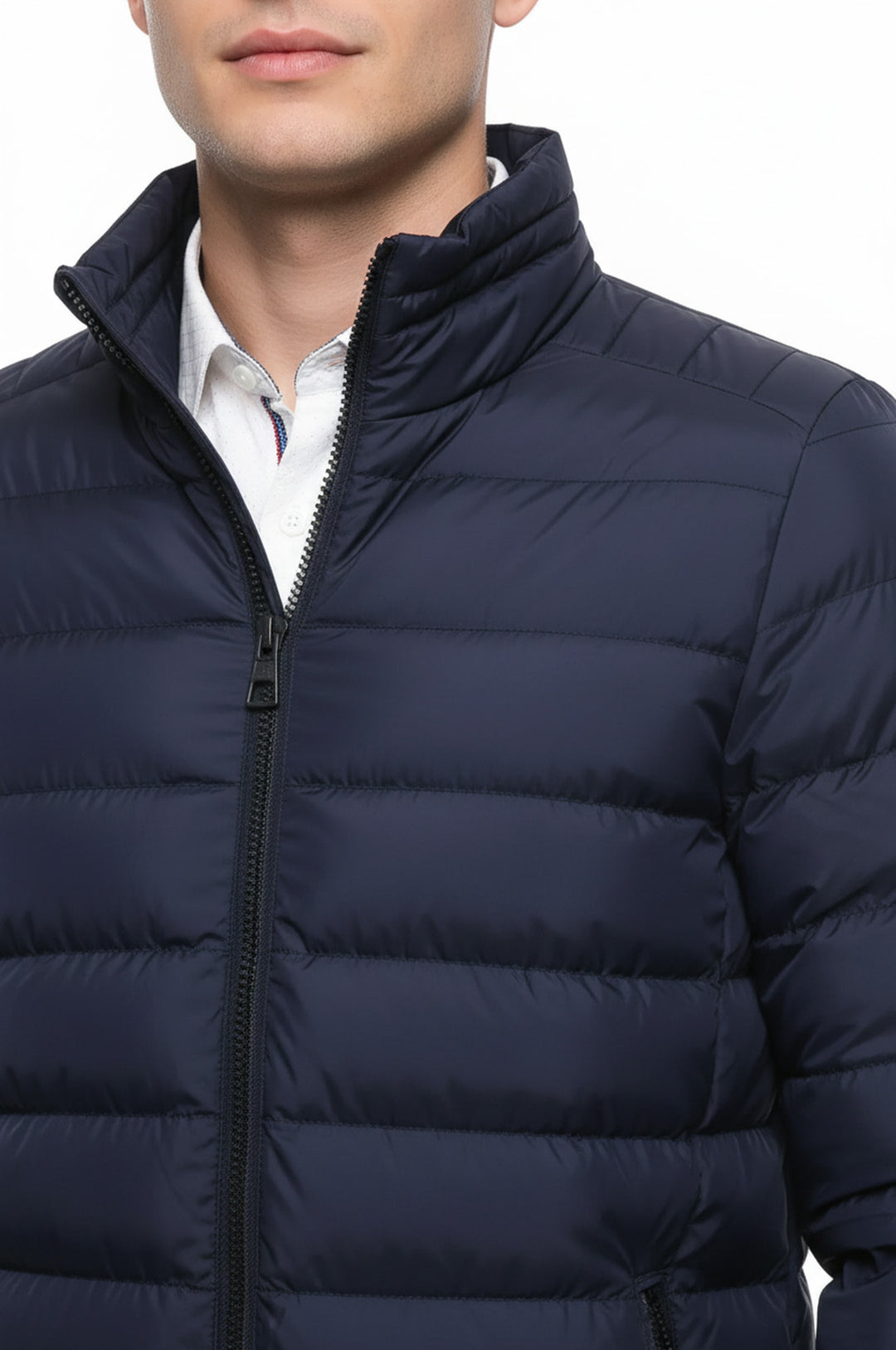Chaqueta de plumas corta azul marino para hombre | Wessi