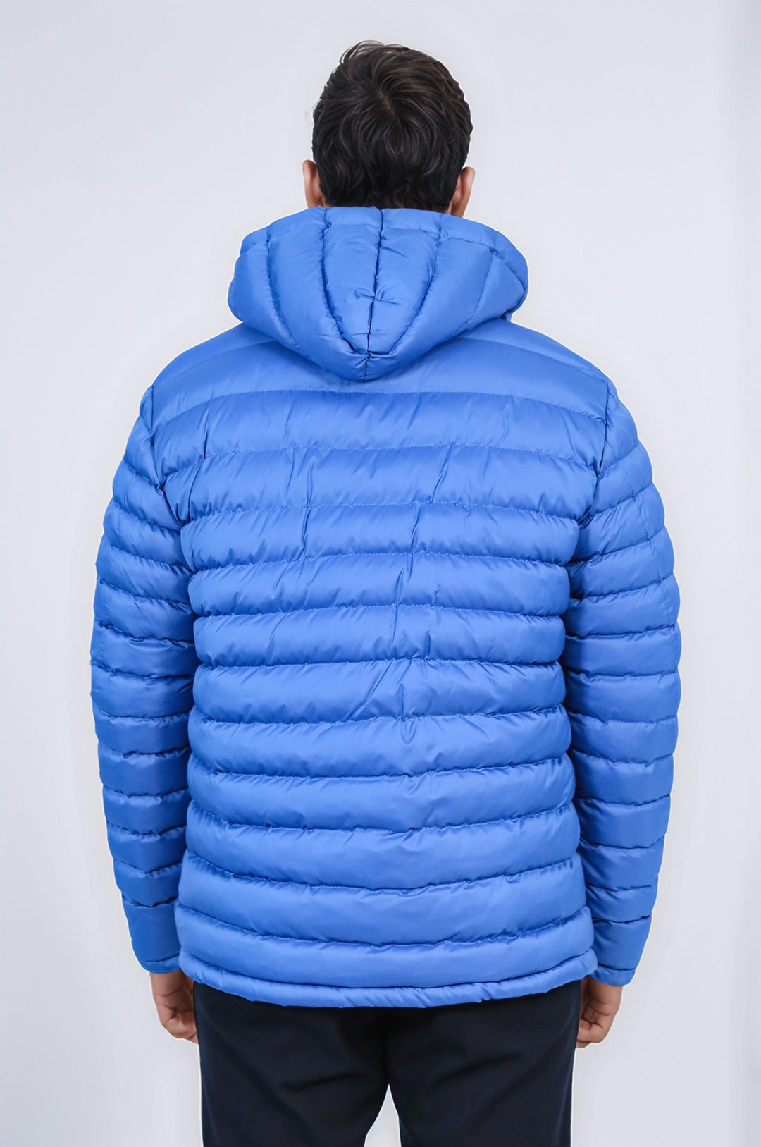 Quilted Hooded Puffer Blue Men's Coat - Wessi