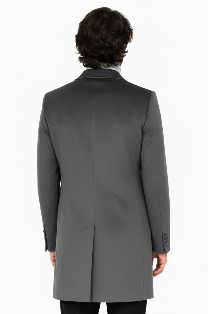 معطف طويل من جلد الغزال باللون الرمادي للرجال - ويسي