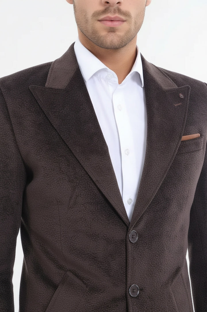 Pike Yaka Kahverengi Erkek Ceket - Wessi