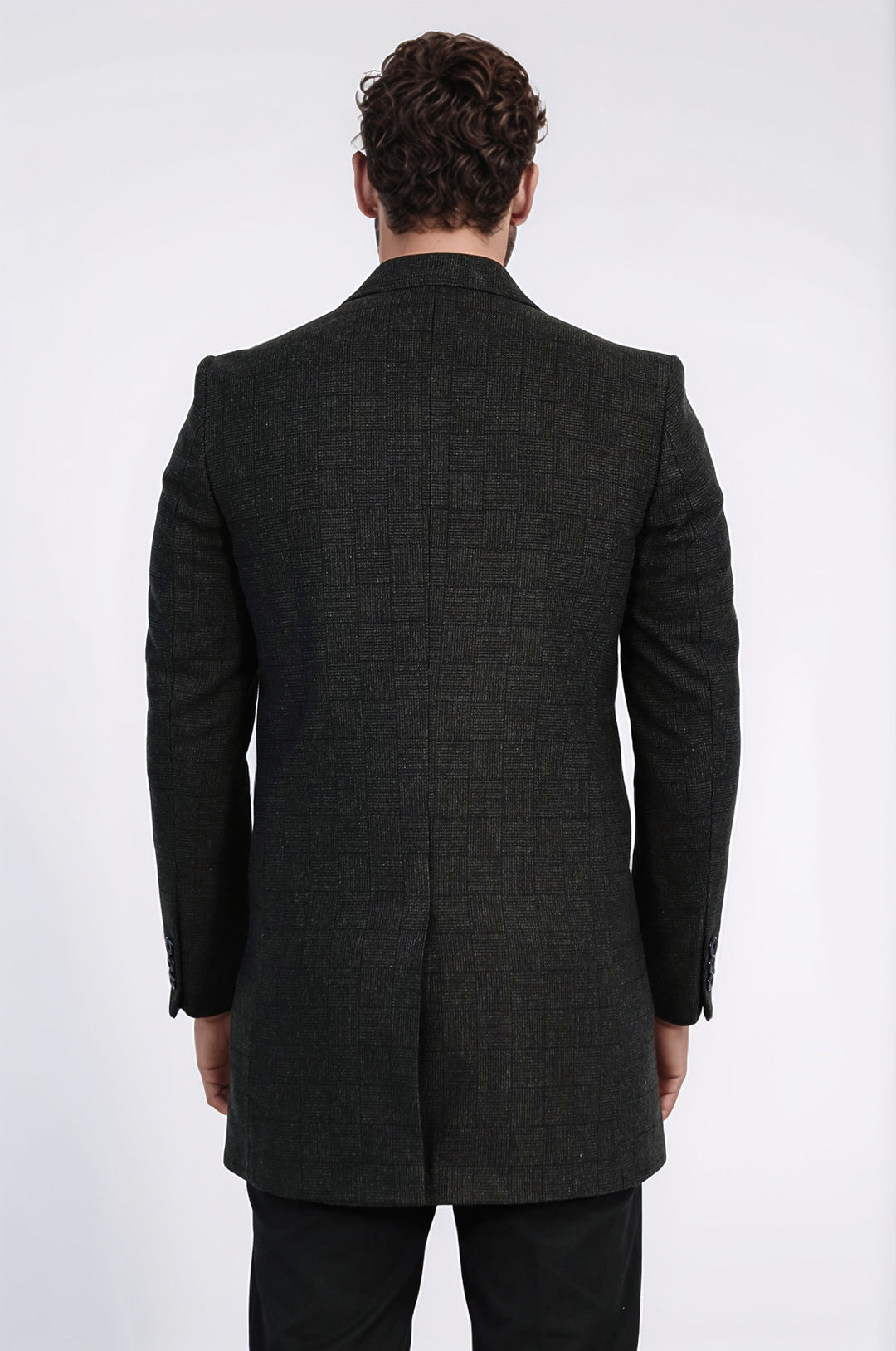 Abrigo de hombre entallado de rayas con solapas anchas en color antracita - Wessi