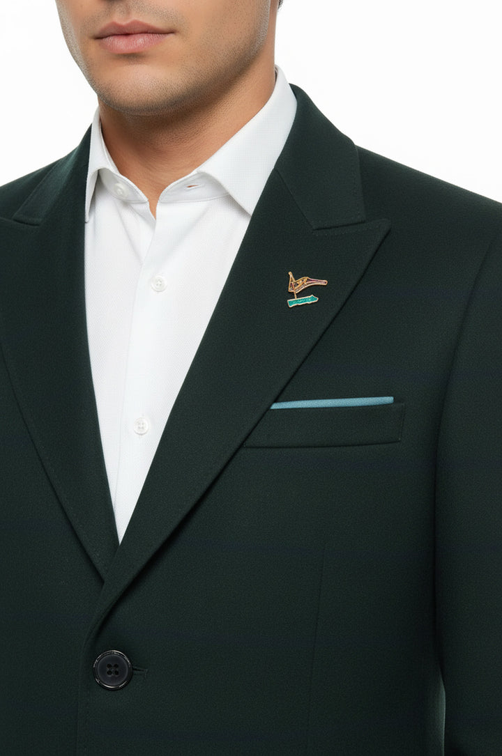 Geniş Uçlu Yaka Yeşil Erkek Kaban - Wessi