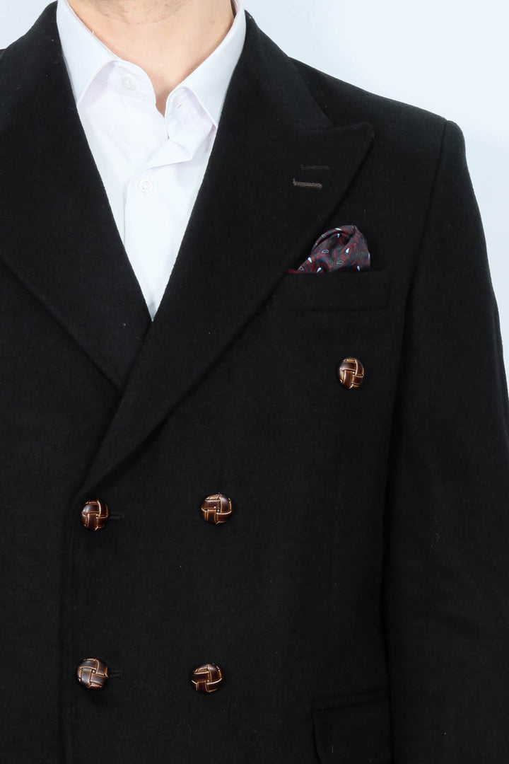 Blazer negro de corte entallado y cruzado para hombre - Wessi