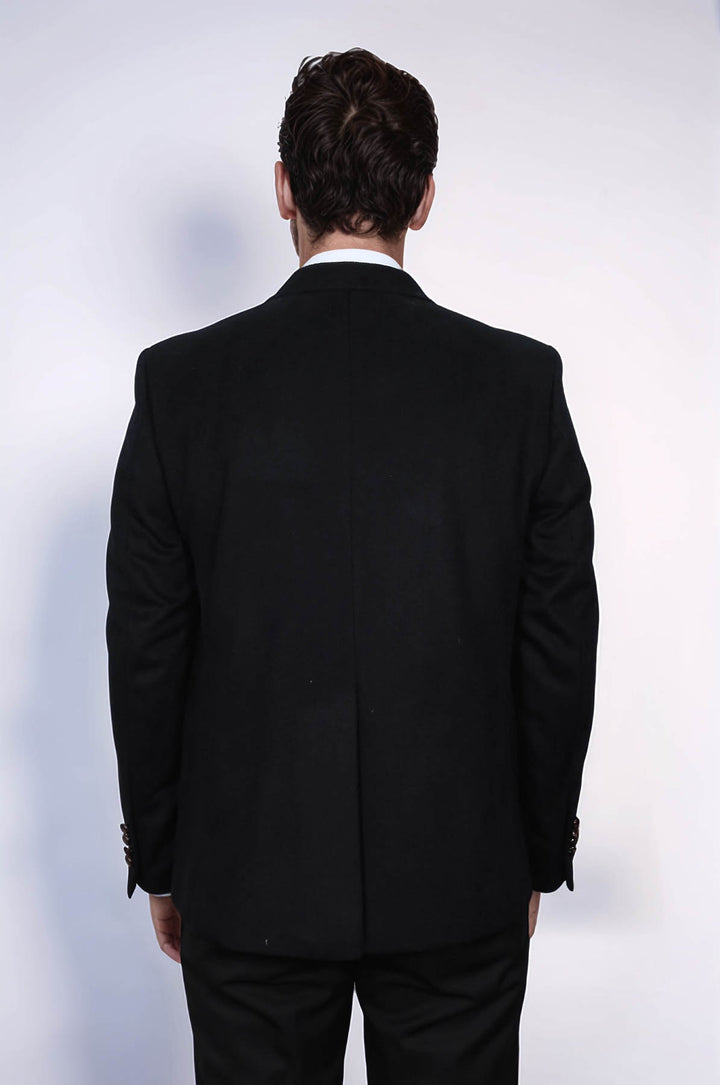 Blazer negro de corte entallado y cruzado para hombre - Wessi