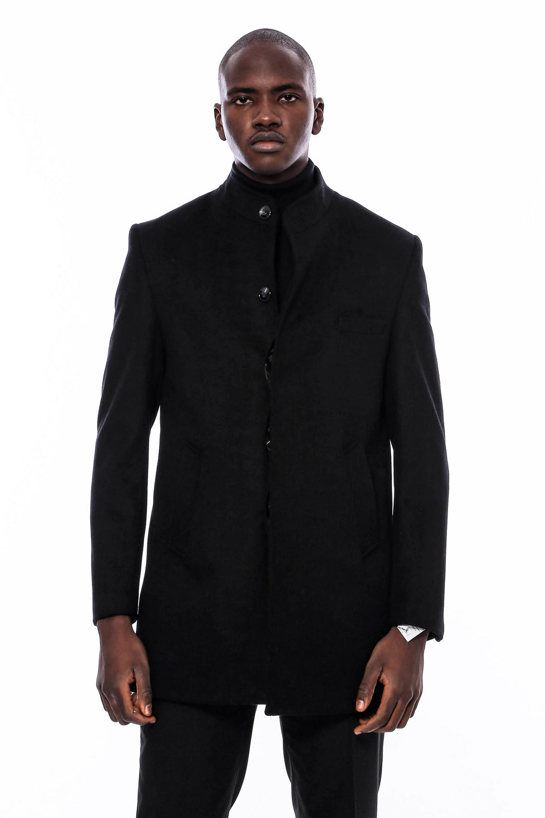 Mandarin Collar Men's Long Coat | Wessi