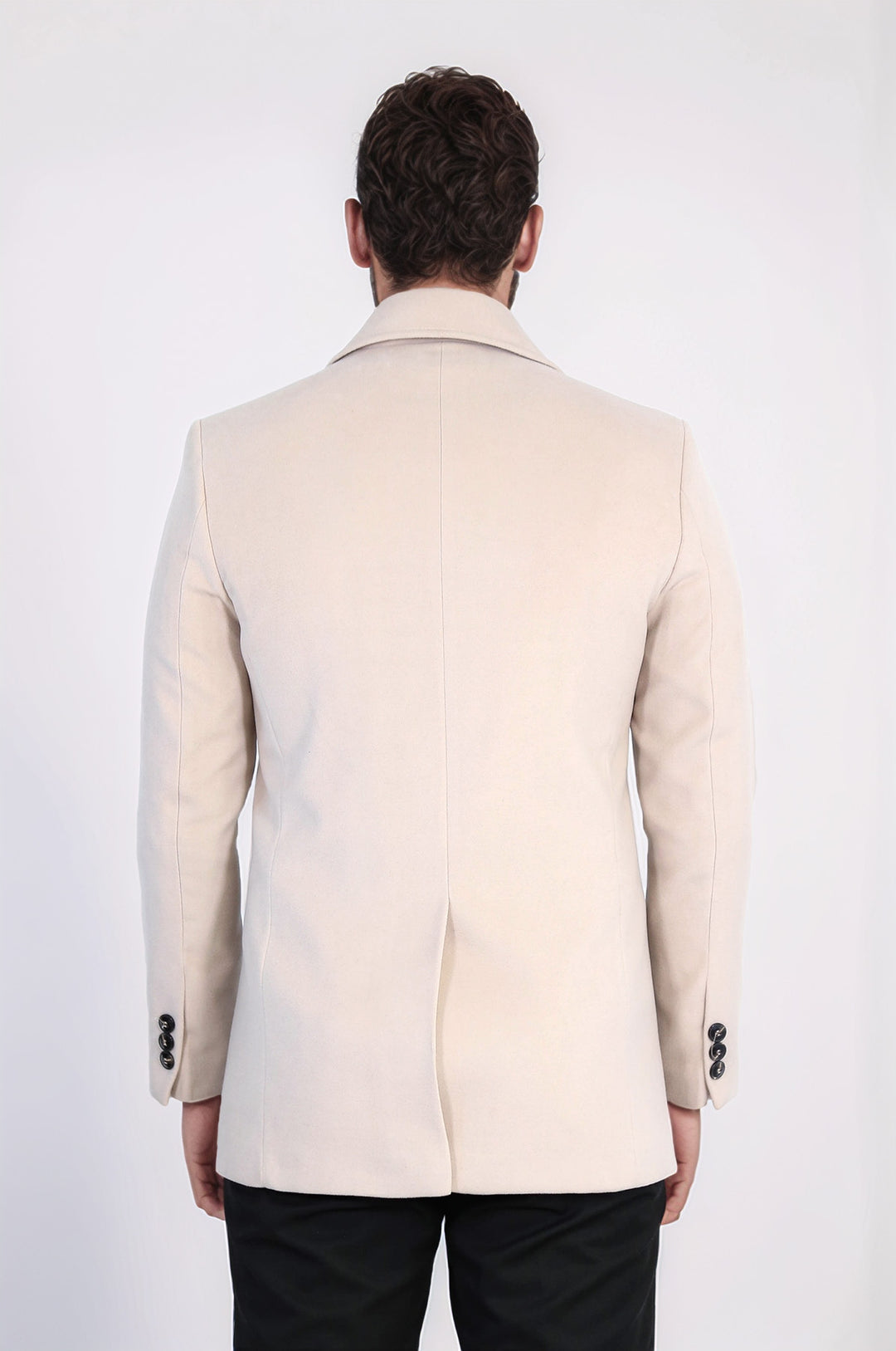 معطف بلون كريمي مزدوج الصدر - ويسي