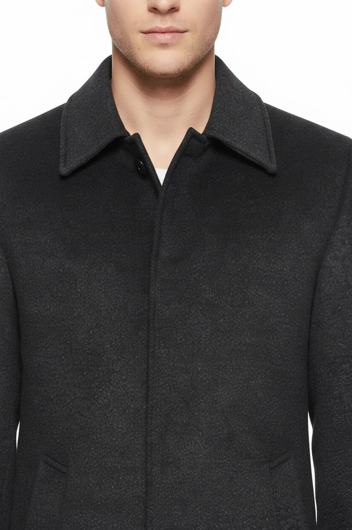 رمادي غامق زر مخفي معطف طية صدر السترة - ويسي