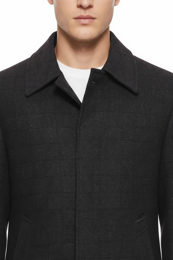 معطف طية صدر السترة بأزرار مخفية باللون العنابي - Wessi