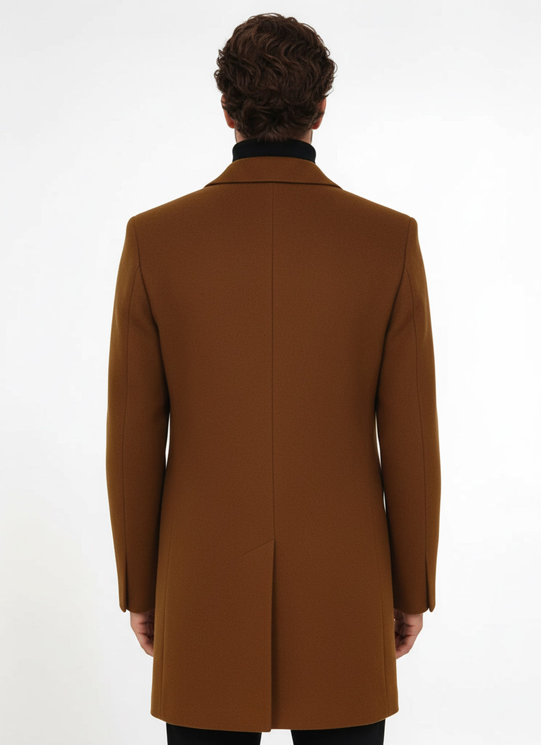 معطف صوف واسع للرجال باللون البني - ويسي