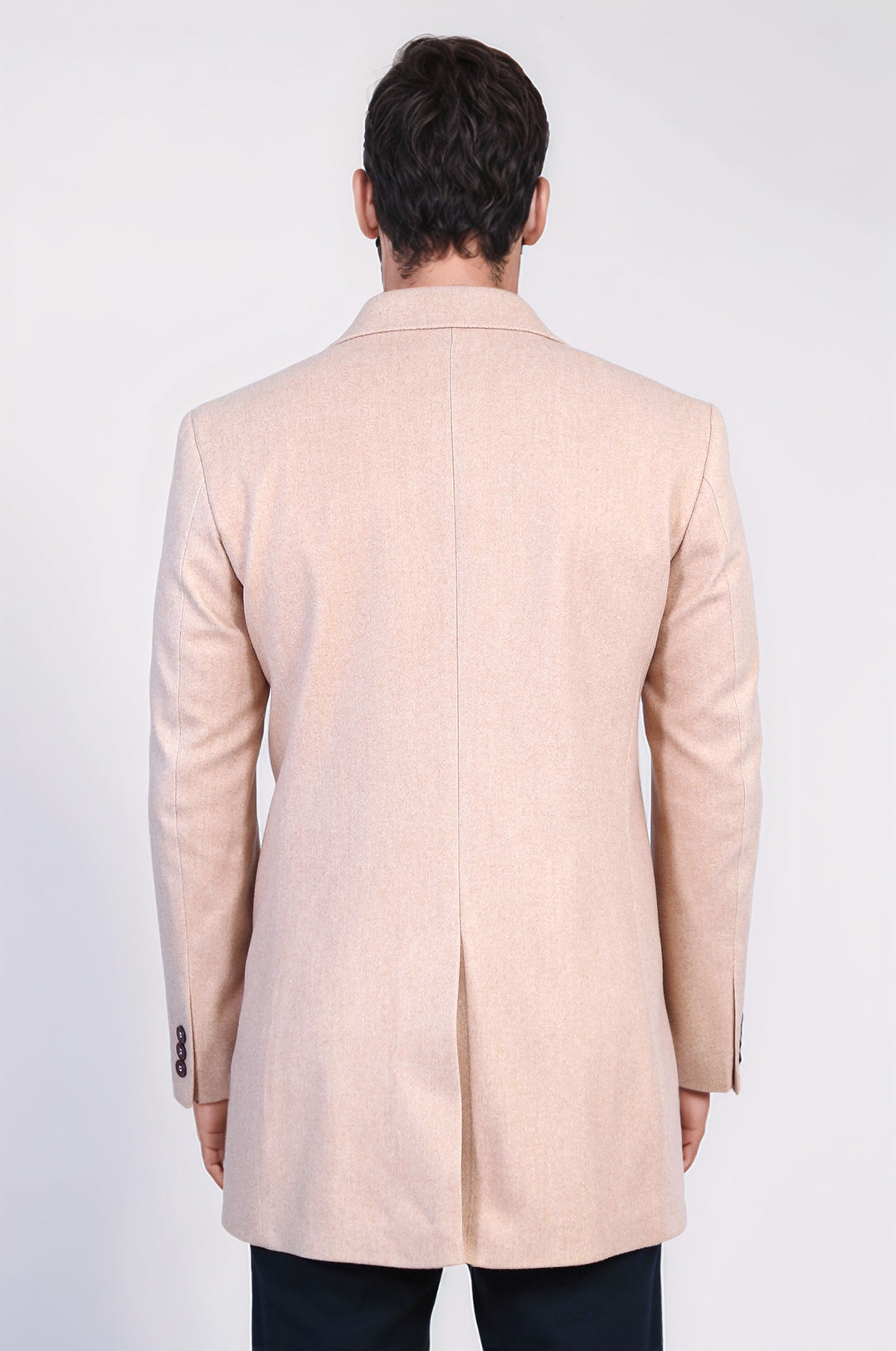معطف صوف واسع طية صدر السترة باللون الوردي الفاتح للرجال - ويسي