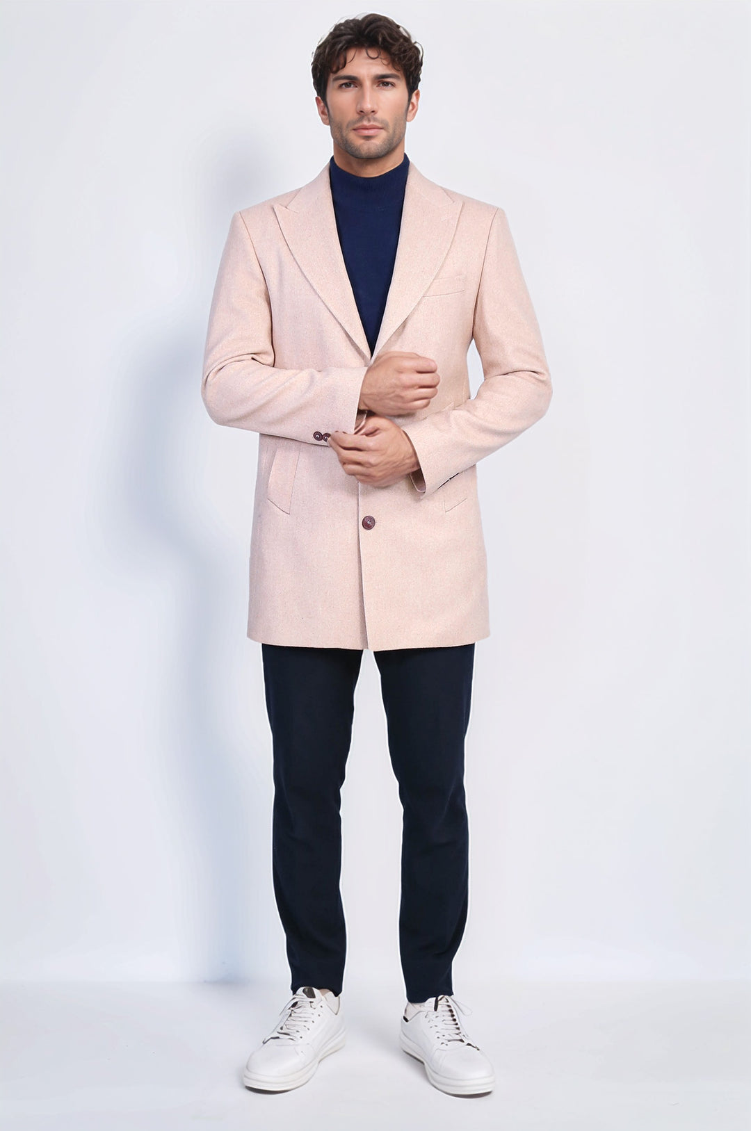 Wide Lapel Wool Light Pink Men Coat - Wessi Wessi Wholesale Wide Lapel Wool Light Pink Men Coat - Wessi Wessi Wholesale
