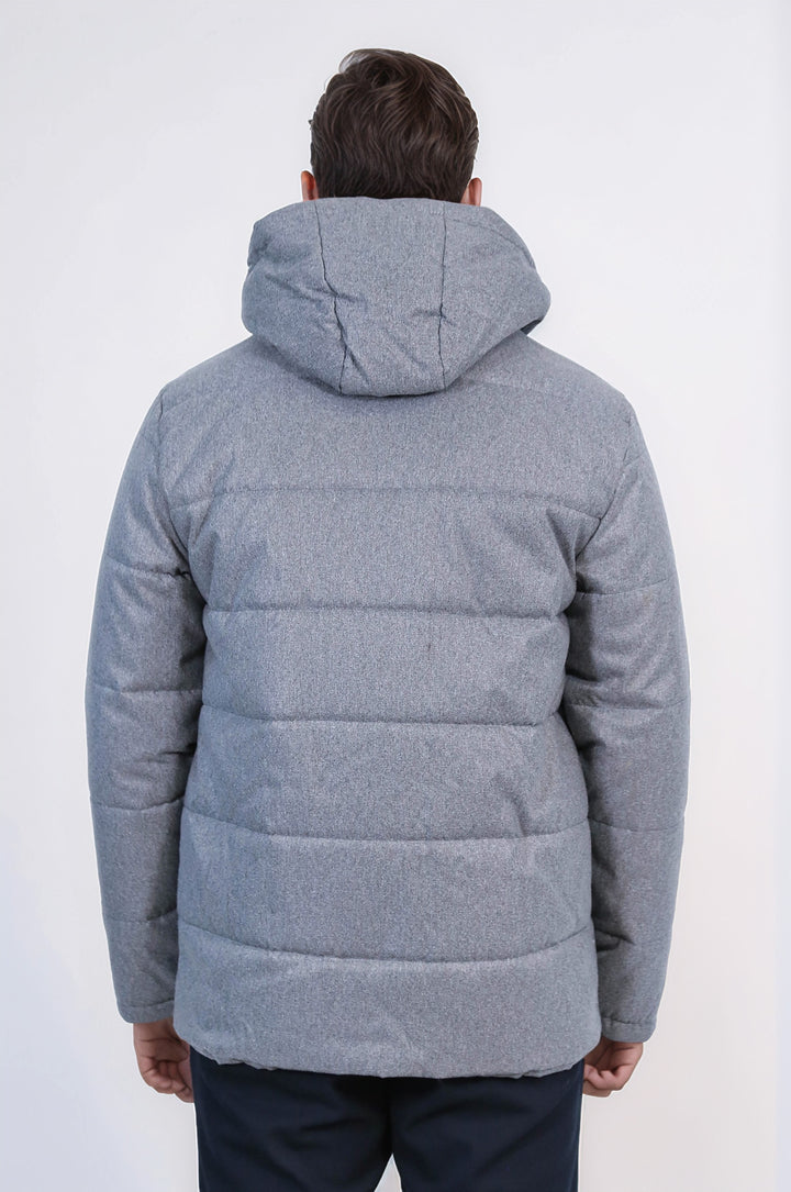 Slim Fit Hooded Grey Men Coat - Wessi