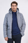 Slim Fit Hooded Grey Men Coat - Wessi