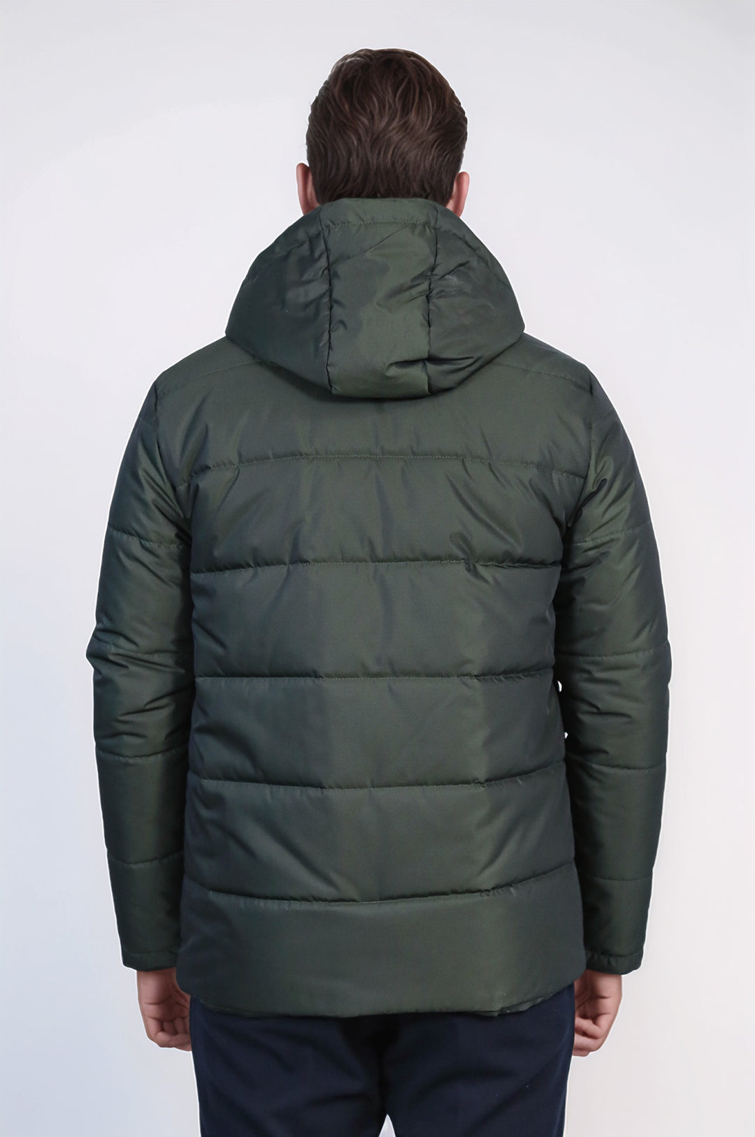 Slim Fit Hooded Green Men Coat - Wessi