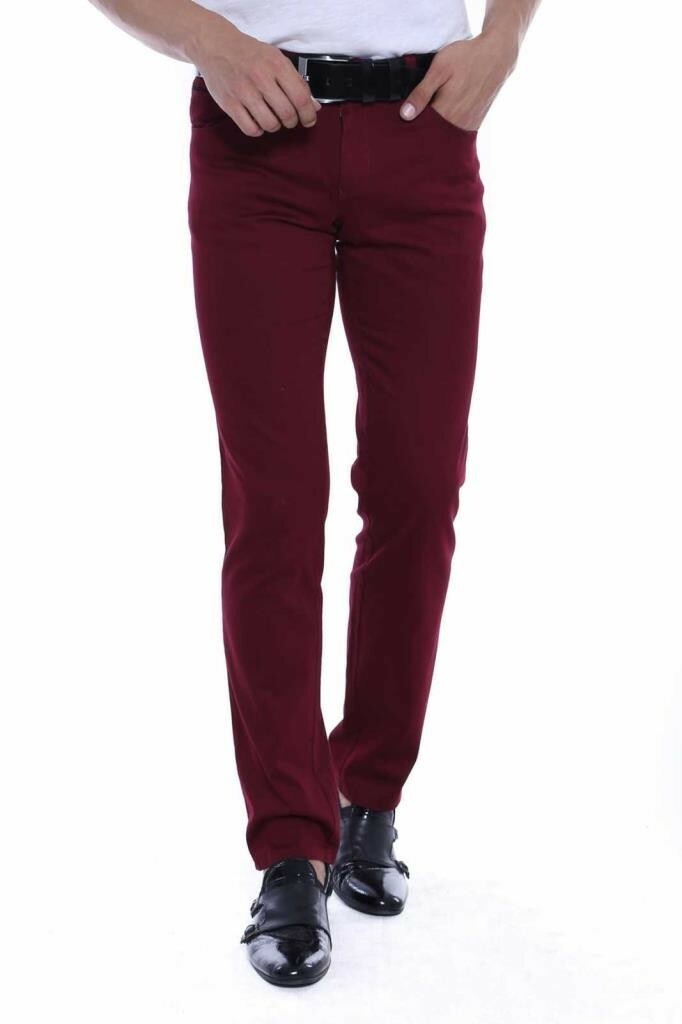 Slim Fit Pamuk Bordo Erkek Pantolon - Wessi