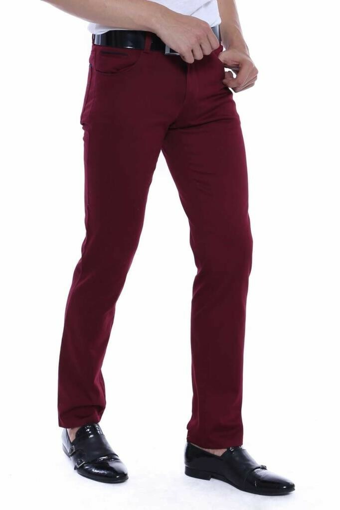 Slim Fit Pamuk Bordo Erkek Pantolon - Wessi