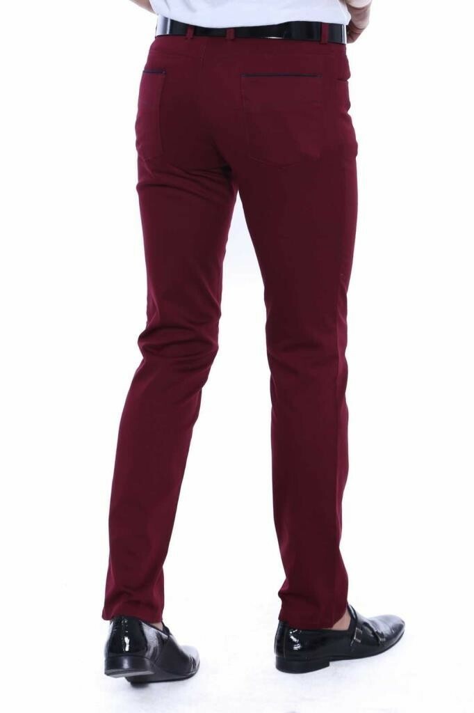 Slim Fit Pamuk Bordo Erkek Pantolon - Wessi