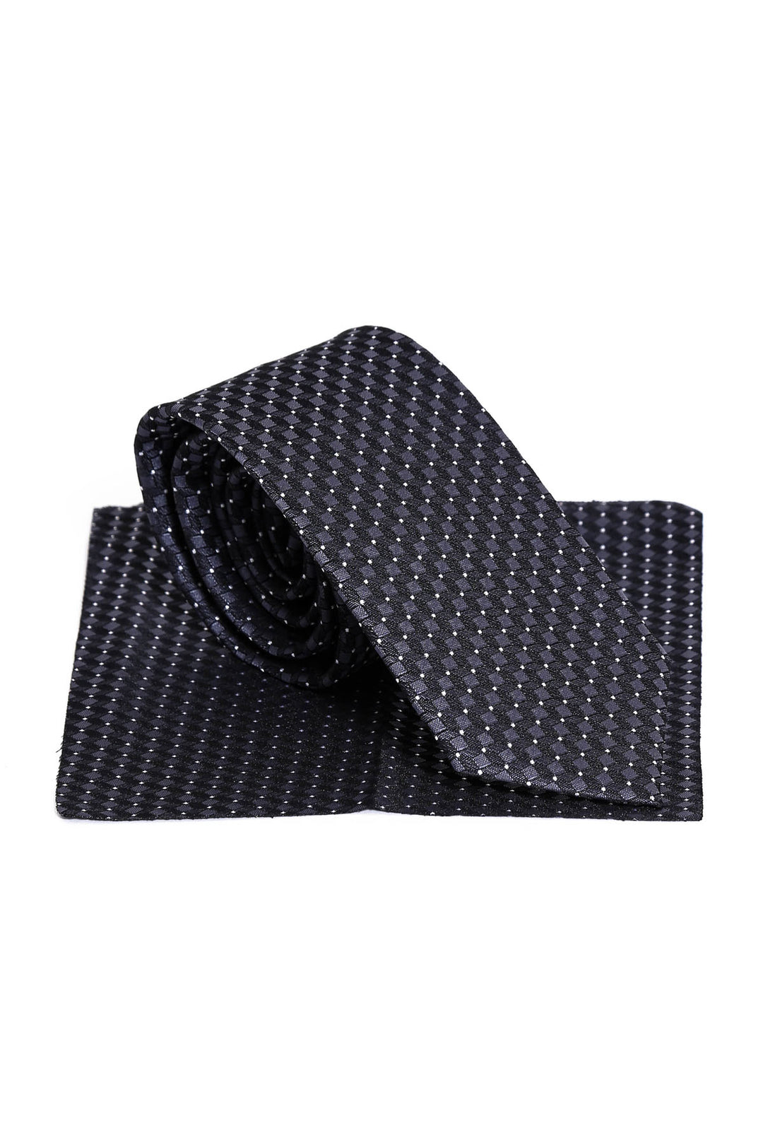 Corbata negra para hombre con estampado de cubos grises - Wessi