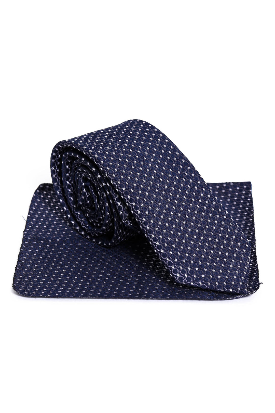 Circle Patterned Navy Blue Men Tie - Wessi