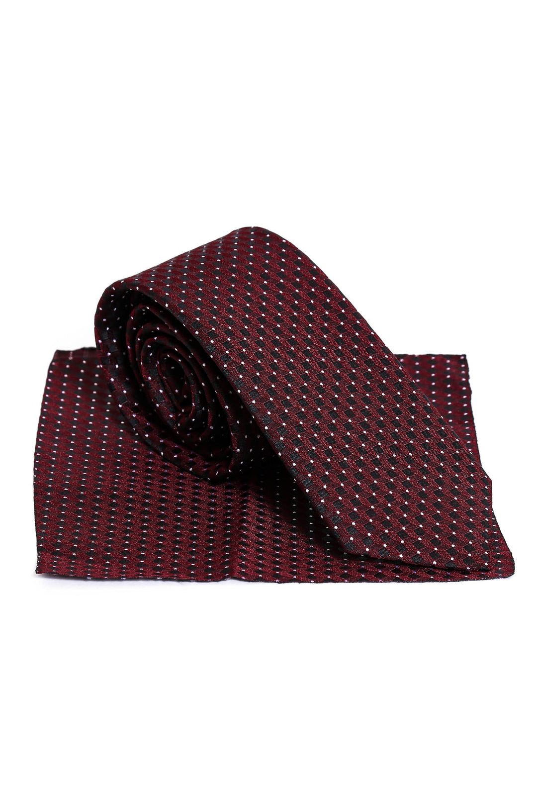 Corbata burdeos para hombre con estampado de cubos – Wessi