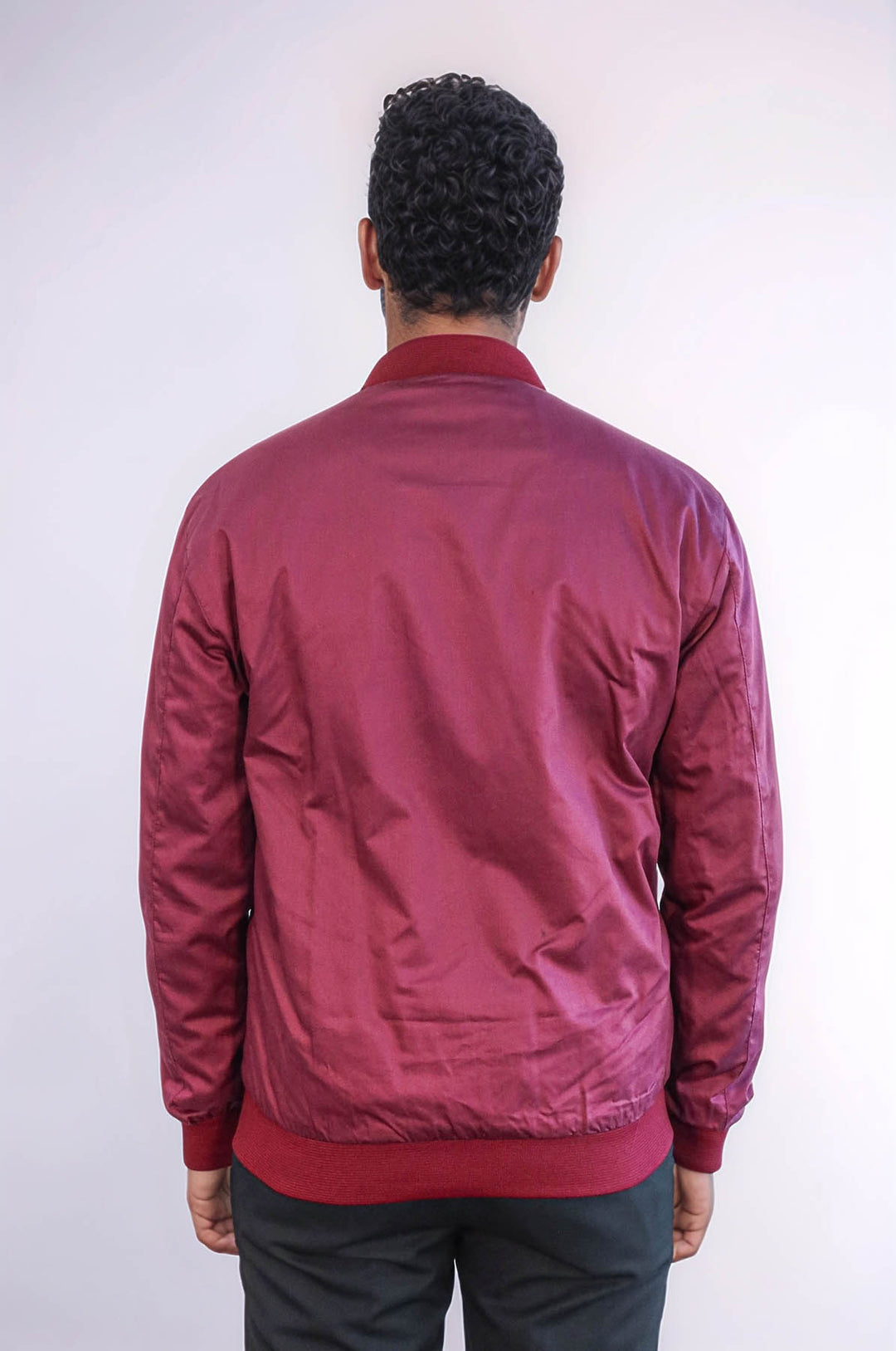 Chaqueta bomber burdeos con cremallera y bolsillos con solapa para hombre - Wessi