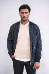 Chaqueta bomber azul marino con bolsillos con solapa y cremallera para hombre - Wessi