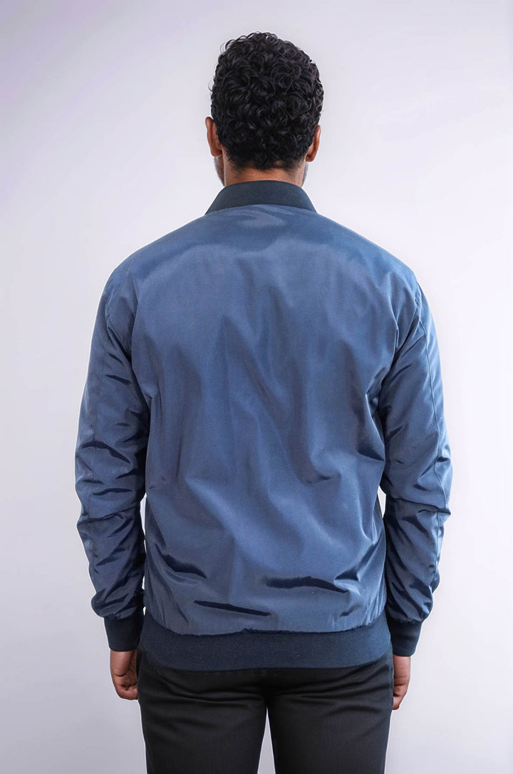 Chaqueta bomber azul con cremallera y bolsillos con solapa para hombre - Wessi