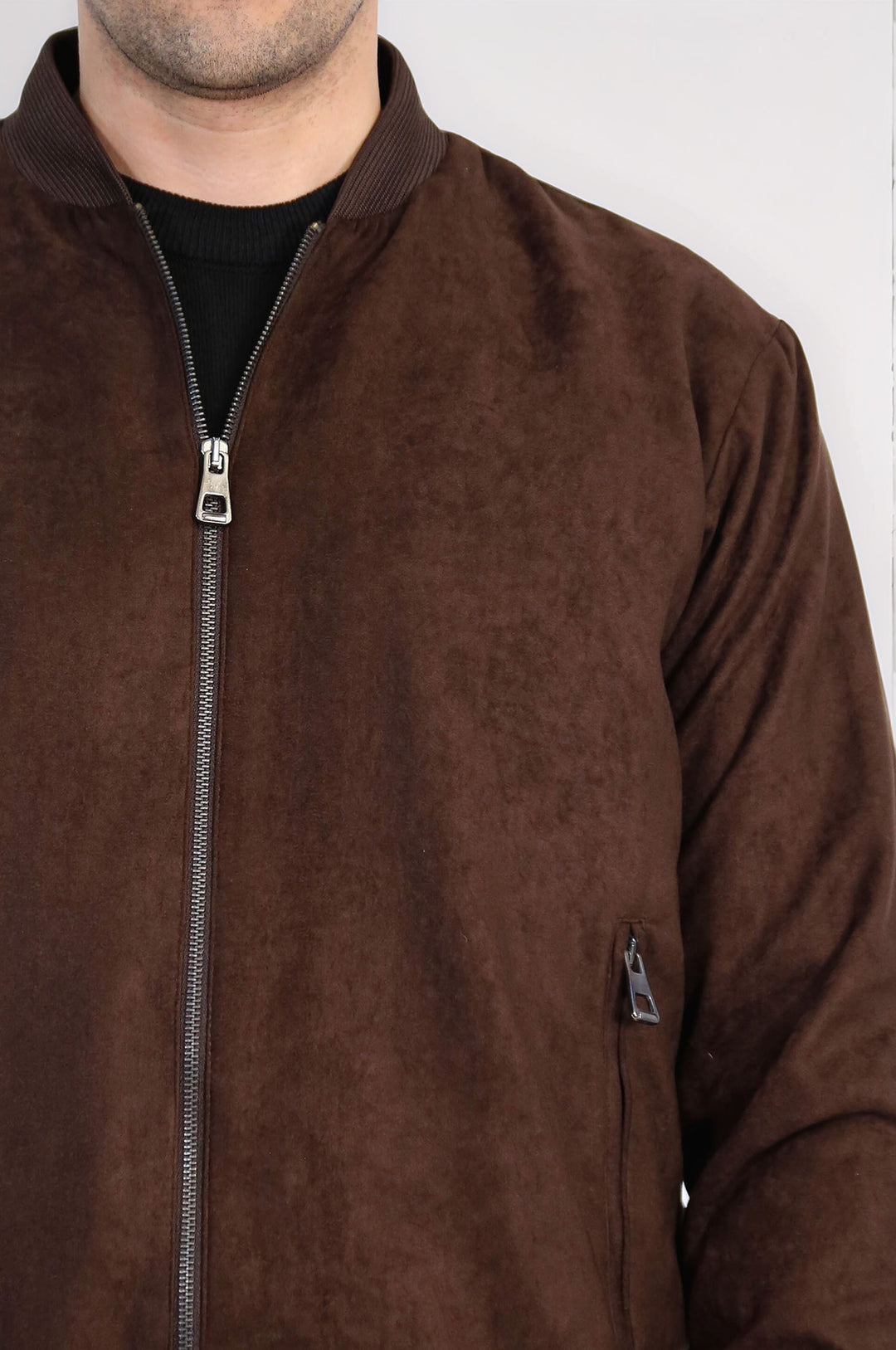 Cazadora bomber marrón con bolsillos y cremallera para hombre - Wessi