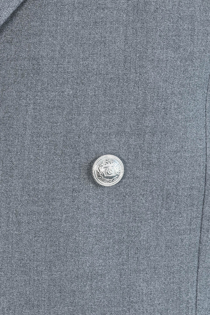 Slim Fit Double-Breasted Grey Men’s Suit with Silver-Tone Metal Buttons – Wessi