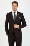 2 Buttons 2 Piece Brown Men Suit - Wessi