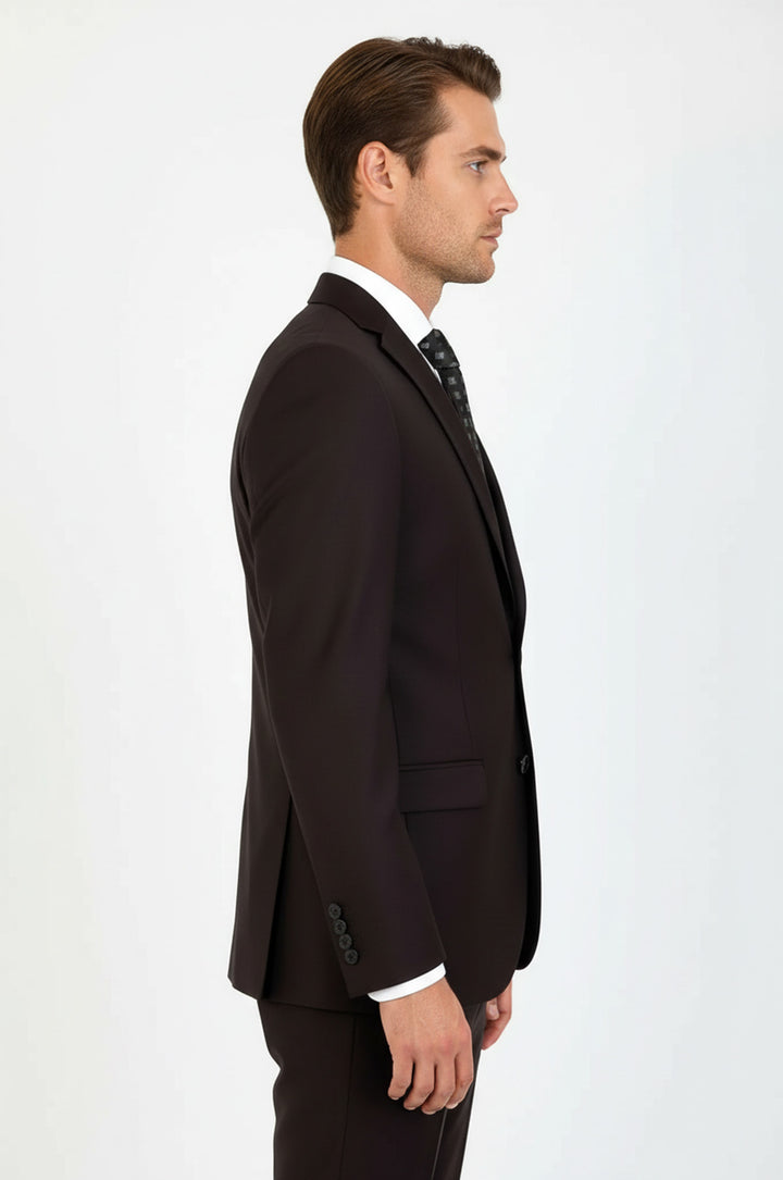 2 Buttons 2 Piece Brown Men Suit - Wessi