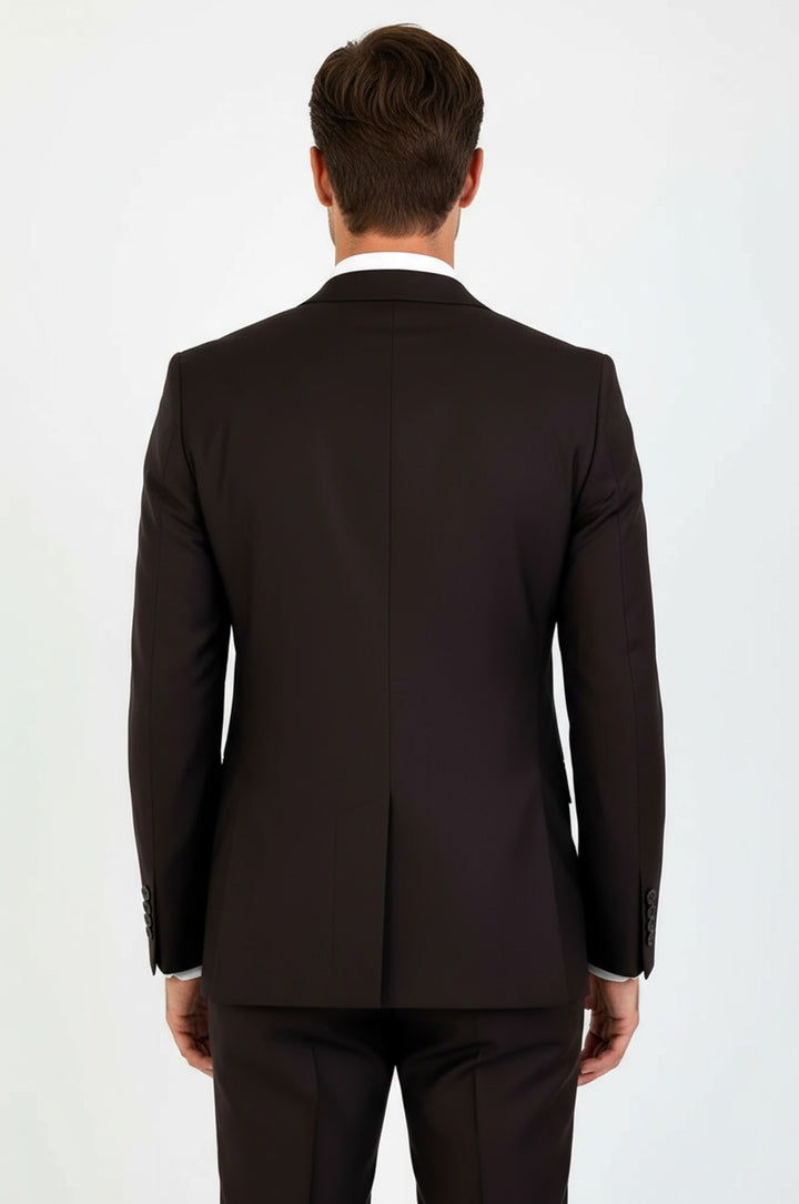 2 Buttons 2 Piece Brown Men Suit - Wessi