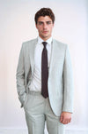 Two Piece Slim Fit Single Button Light Grey Men Suit - Wessi