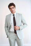 Two Piece Slim Fit Single Button Light Grey Men Suit - Wessi