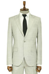 Two Piece Slim Fit Single Button Light Grey Men Suit - Wessi