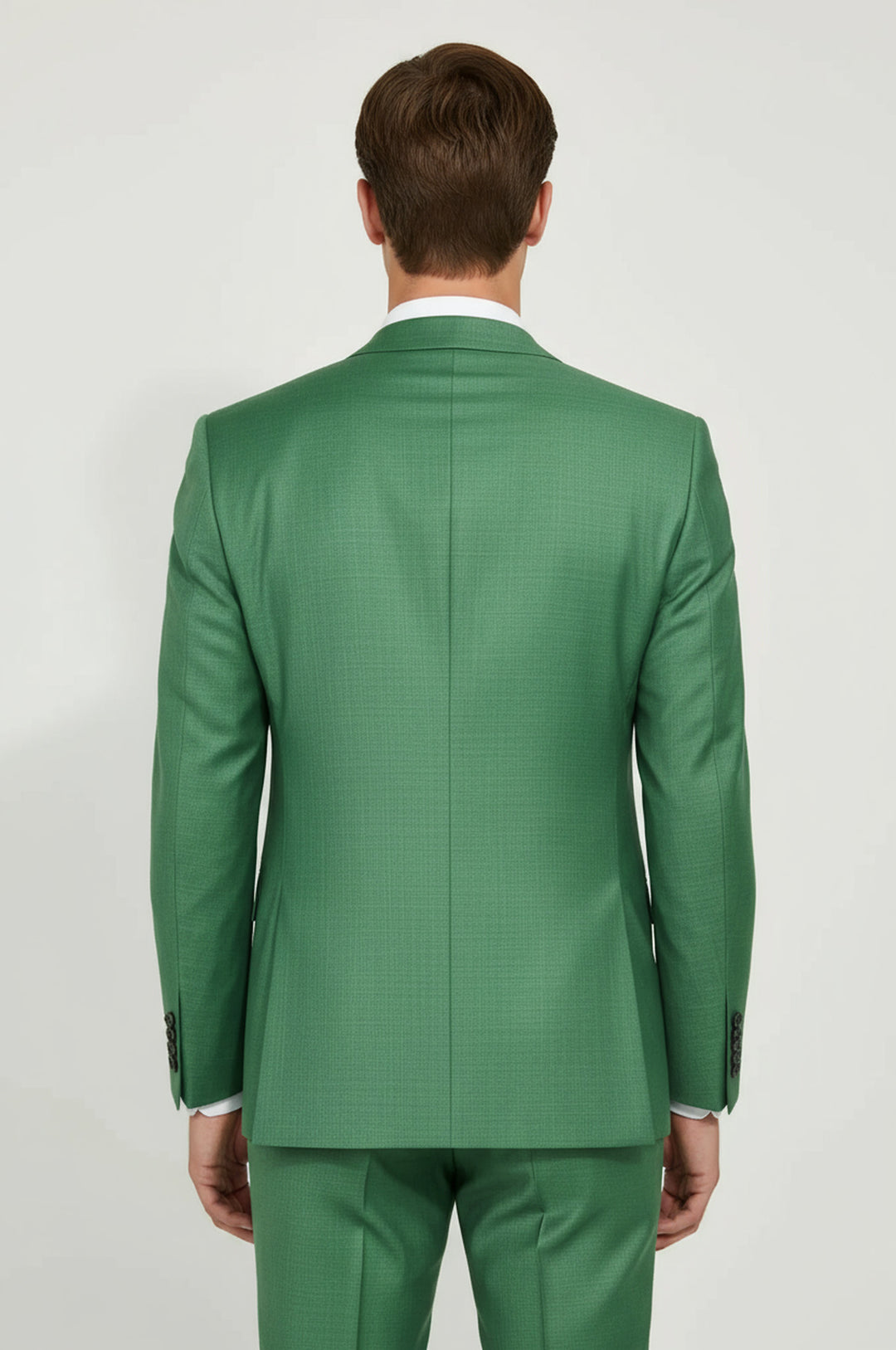 Two Piece Slim Fit Single Button Green Men Suit - Wessi