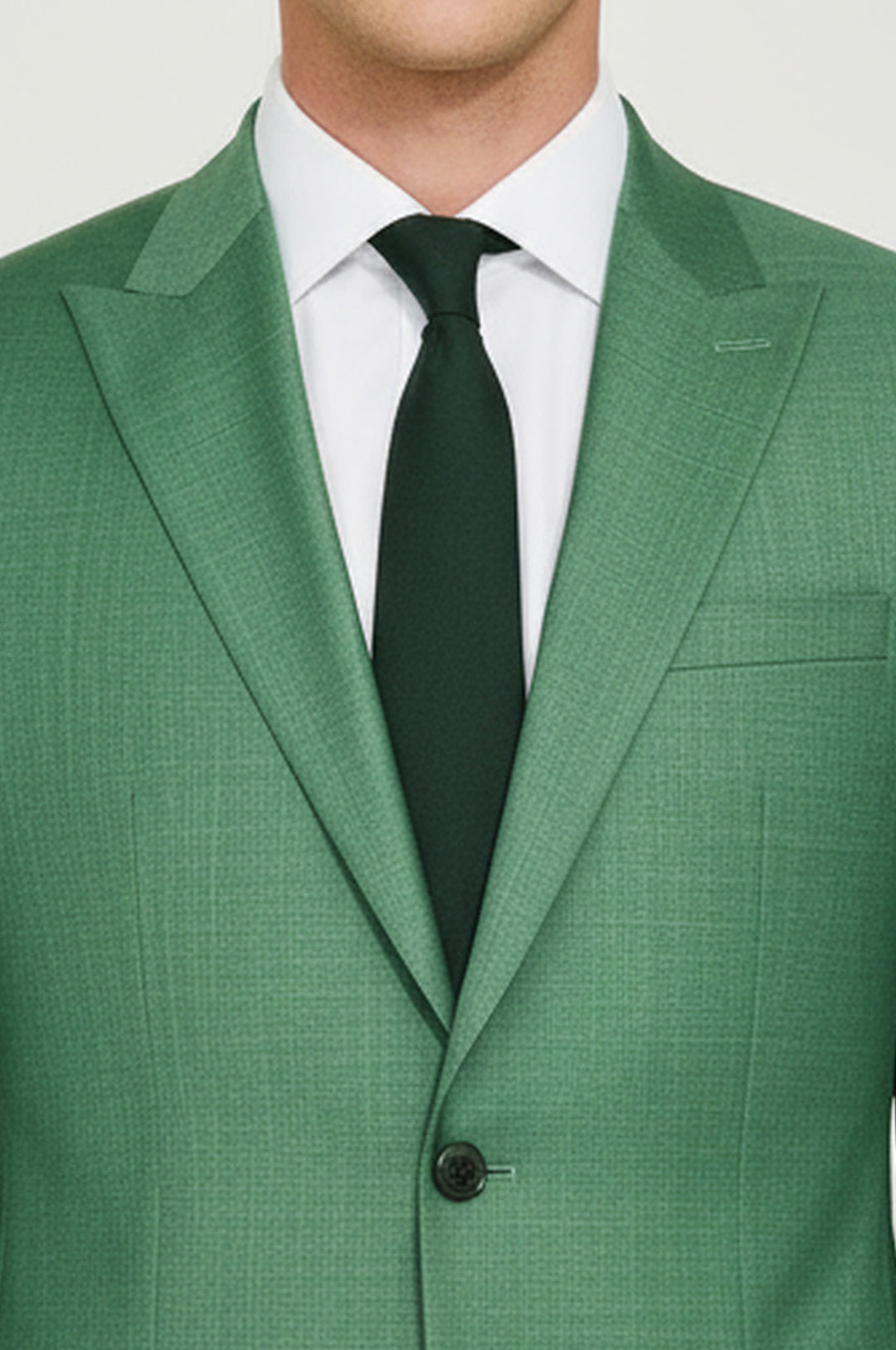Two Piece Slim Fit Single Button Green Men Suit - Wessi