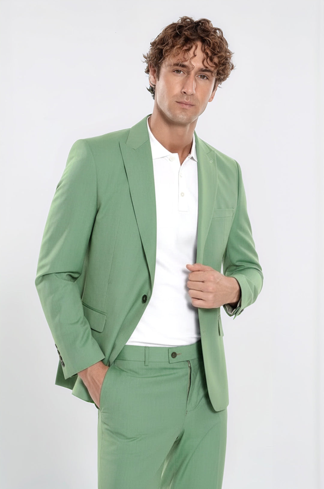 2 Piece Patterned Slim Fit Green Men Suit - Wessi Wessi Wholesale 2 Piece Patterned Slim Fit Green Men Suit - Wessi Wessi Wholesale